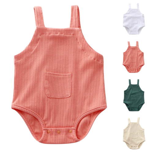 Summer Baby Girls Clothing Agkizg Baby Girls Bodysuits, Baby Girls Sleeveless Rompers, Baby Practice Crawling Suit Solid Color Pocket Jumpsuit Overalls Rompers