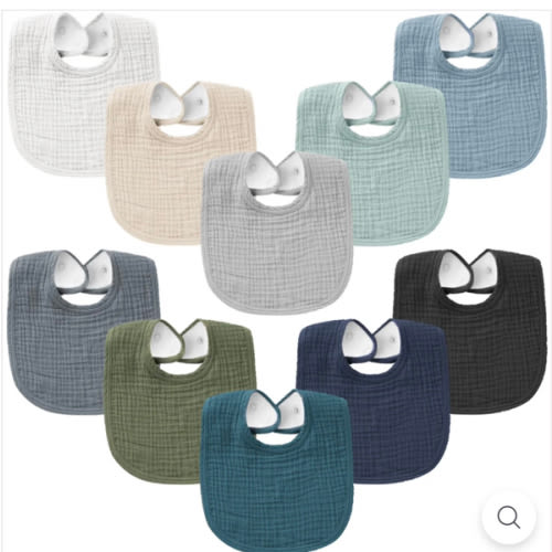 Konssy 10-Pack Muslin Baby Bibs, Soft Cotton Bandana Bibs for Drooling & Teething