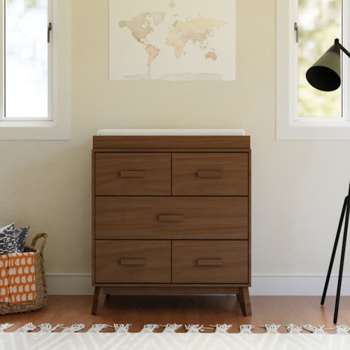 babyletto Scoot 3-Drawer Changer Dresser with Removable Changing Tray - Natural Walnut