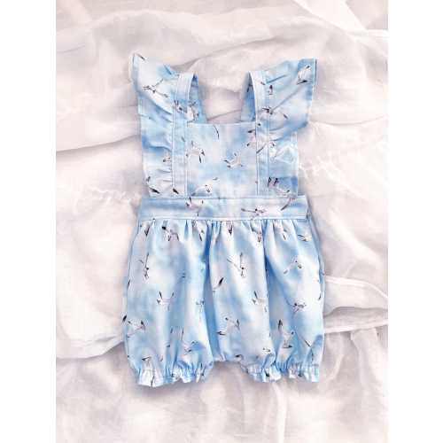 Blue Seagulls Romper, Baby Toddler Romper