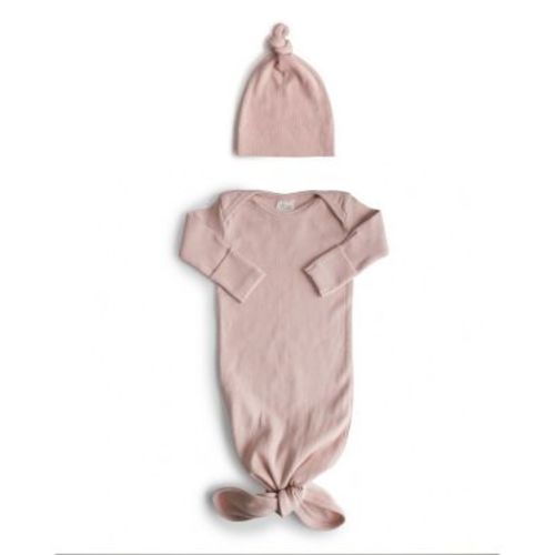 Mushie Ribbed Knotted Baby Gown + Beanie | Bloomingdale's