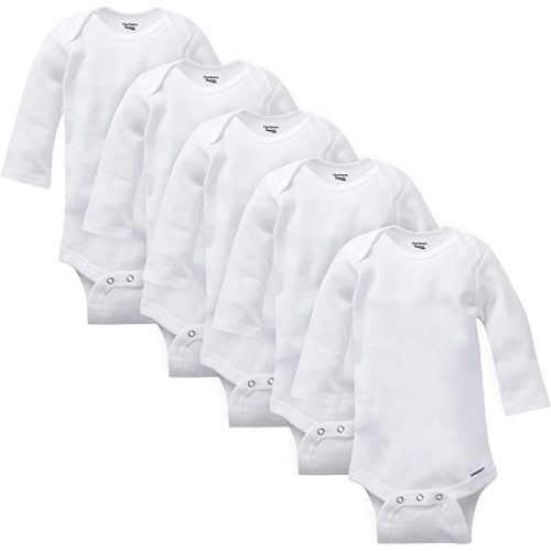 Gerber Baby 5-Pack Organic Long-Sleeve Onesies Bodysuit - 6-9 Months - White