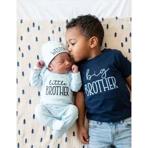 Big Brother Little Brother Outfit, Personalized Baby Romper & Shirt Set