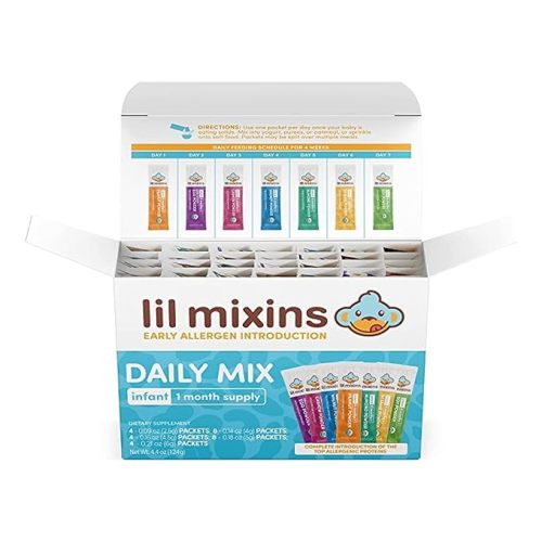 Lil Mixins Early Allergen Introduction Mix-ins, Daily Mix | Peanut, Egg, Cashew, Walnut, Almond, Soy, Sesame Mix-Ins for Ages 4-12 Mo. Old, 1 Month Supply