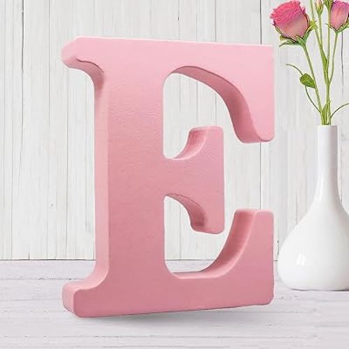 AOCEAN 6 Inch Pink Wood Letters Unfinished Wooden Letters for Wall MAGA Decorative Standing Letters Slices Sign Board for Crafts Christmas Decoration Home Party Projects (E)