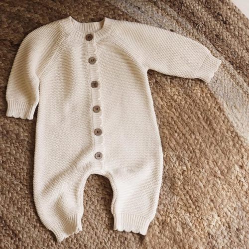 Avibae Baby Knit Romper, Cotton Long Sleeve Sweater for Newborn Infant, Baby Boys and Girls Onesie for 0-9 Months