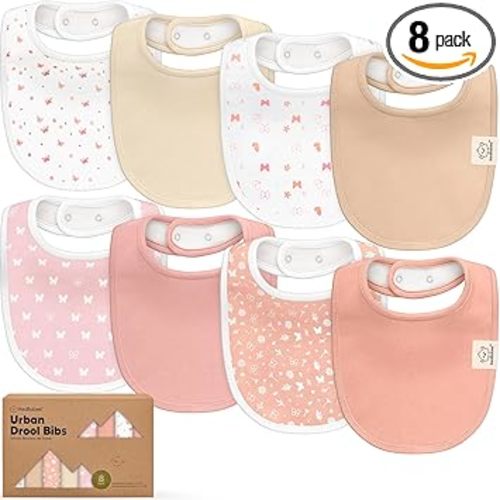 8-Pack Organic Baby Bibs for Boys, Girls - Soft Cotton Drooling and Teething Bibs for Baby Girl & Boy, Extra Absorbent, Easy To Clean & Put On for Toddler, Newborn, Infant 0-24 Months (Butterflies)