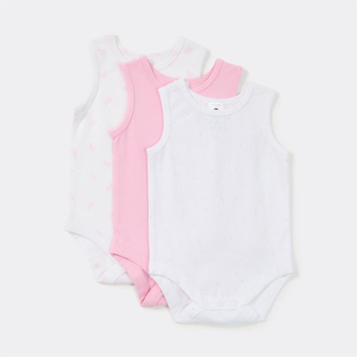 Dymples Baby Stretch Singletsuit 3 Pack - Pink & White - Size 000