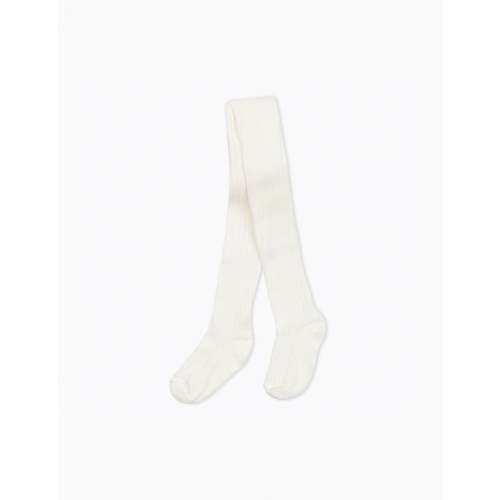 Cotton Rib Tights in Snow White