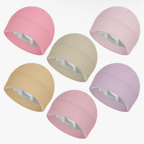 6 Pcs Satin Lined Baby Newborn Hats Silk Beanie for Toddler Infant 0-6 Months Pink Beige Purple Pale Sage Mixcolor