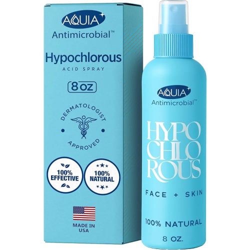 Spray de ácido hipocloroso para cara y piel; limpiador facial | Spray de ácido hipocloroso de 8 onzas para la piel, acné, erupción, eccema, heridas | Spray limpiador facial antimicrobiano para el acné; cuidado inteligente de la piel