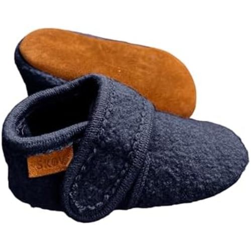 SKOV Wool Booties Slippers for Boys Girls Unisex Toddler Baby Infant Child with Leather Sole