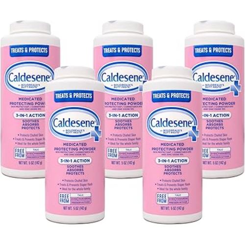 Caldesene Medicated Protecting Powder with Zinc Oxide & Cornstarch-Talc Free, 5 Ounce (5 Pack)