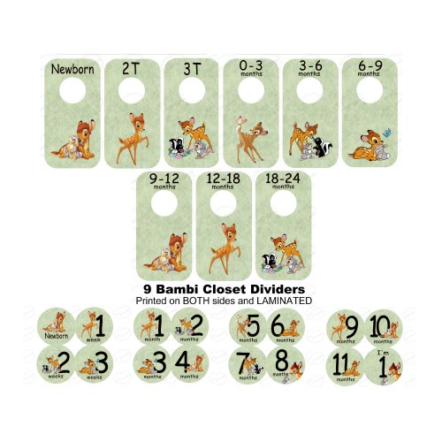 BAMBI Themed Monthly Stickers and Closet Dividers+ FREE GIFT!