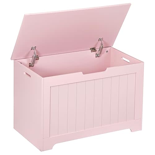 Saicool Wooden Storage Chest,30/40 Inch Storage Trunk w/2 Safety Hinges, Storage Bench, Modern Lift Top Chest Box Organizer (Pink, 30 L x 15.7 W x19 H Inch)