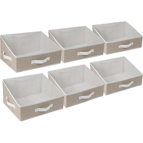 6 Pack Closet Storage Bins for Shelves, Shelf Baskets for Organization,Closet Organizers and Storage,Trapezoid Storage Bin Closet Shelf Organizer for Clothes,Toys,Towel,Book,Baby Clothing (6PC-Coffee)