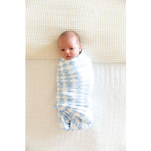 LIGHT BLUE + WHITE CHECKER | SWADDLE