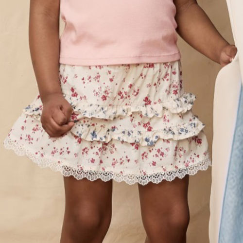 Girls Floral Tiered Ruffle Skort - Nantucket Charm - Cream