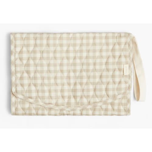 Portable Changing Pad - Beige Gingham