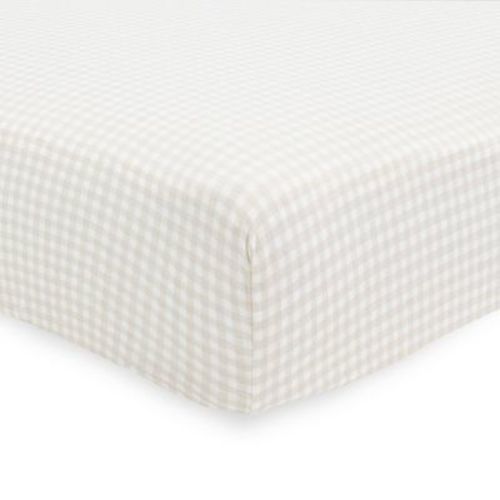 Little Unicorn Stretch Knit Crib Sheet - Tan Gingham: Fitted Mattress Cover, 100% Viscose, Abstract Pattern, 6" Depth