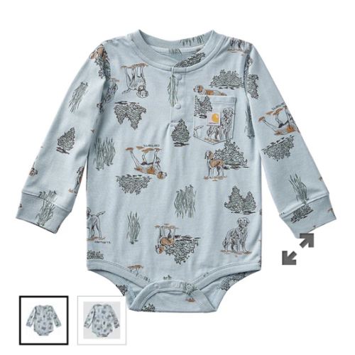 Boys' Long Sleeve Printed Henley Bodysuit (Baby) | Carhartt