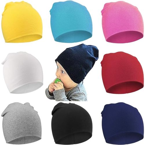 DRESHOW BQUBO 8 Pack Unisex Baby Beanie Hat 0-6 months Beanie
