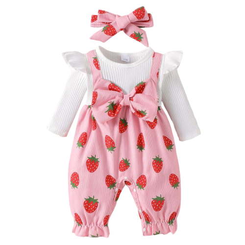Karoyedx Baby Clothes Unisex Baby Girl Clothes Newborn Infant Floral Bow Long Sleeve Romper Jumpsuit Fall Winter Clothes Outfit Pink Size,1-3 Months