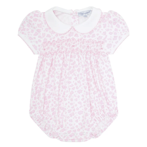 Pink Cheetah Print Smocked Bubble