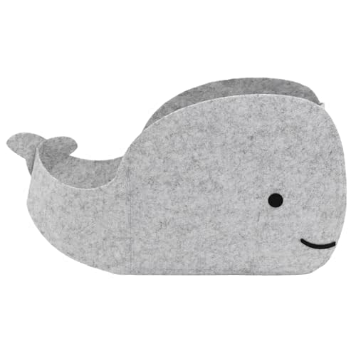 Storage Basket Felt Storage Bin Whale Shaped Collapsible & Convenient Box Organizer with Carry Handles for Home Bedroom Closet Babies Nursery Toys (Large)