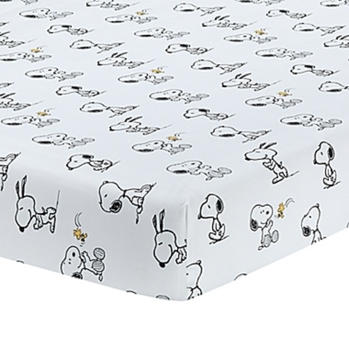Lambs & Ivy® Classic Snoopy Cotton Fitted Crib Sheet in White