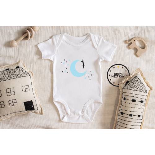 Moon Baby Bodysuit Baby boy girl unisex Clothes New pregnancy announcement baby shower gift idea Bodysuit 223