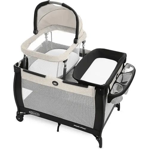 Graco Pack 'n Play Day2Dream Travel Bassinet Playard Features Portable Bassinet Diaper Changer and More (Lo, Lo, W/Fold Flat Bassinet)