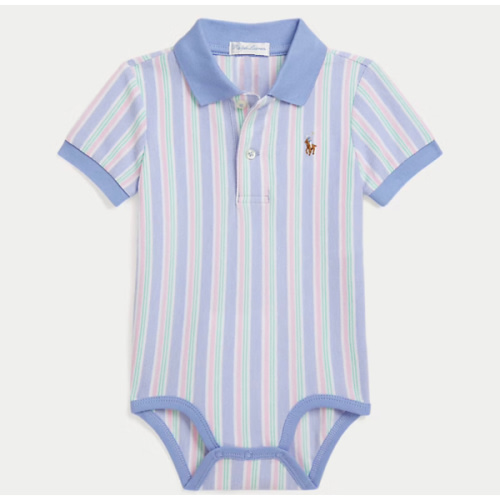 Striped Oxford Mesh Polo Bodysuit
