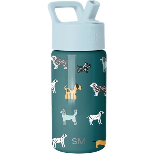 Simple Modern Kids Water Bottle with Straw Lid | 14oz Insulated Stainless Steel Kids Tumbler & Spill Proof Toddler Cup for School, Girls, Boys | Summit | Dog Days
