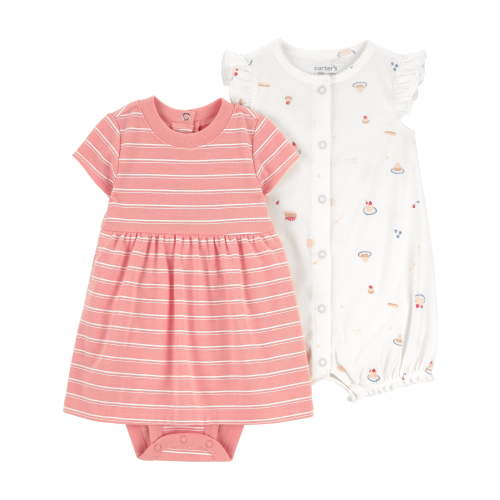 Carter's Child of Mine Baby Girl Romper and Dress Set, 2-Piece, Sizes 0/3-24 Months
