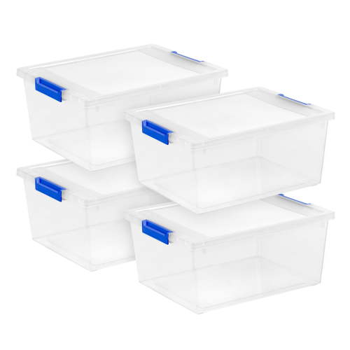 IRIS 12 Qt. Plastic Storage Bins with Lids, Clear Containers, Latching Totes 4Pk