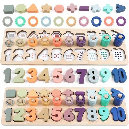 Erweicet Montessori Toys for 1 Year Old Wooden Number Puzzle Preschool Learning Activities Toys for Toddler