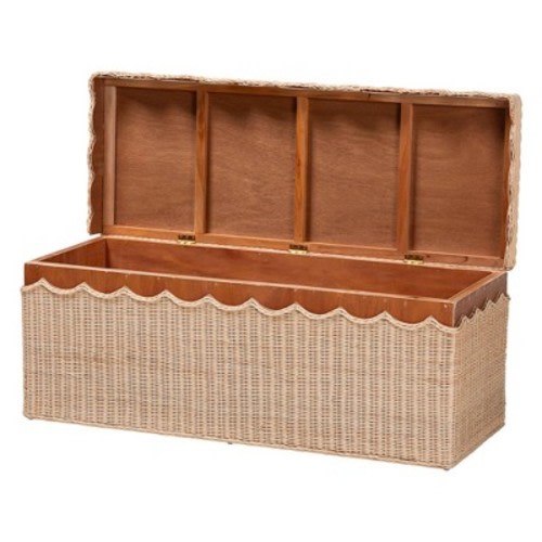 bali & pari Damita Scallop Natural Rattan Chest with LiftTop Lid Natural