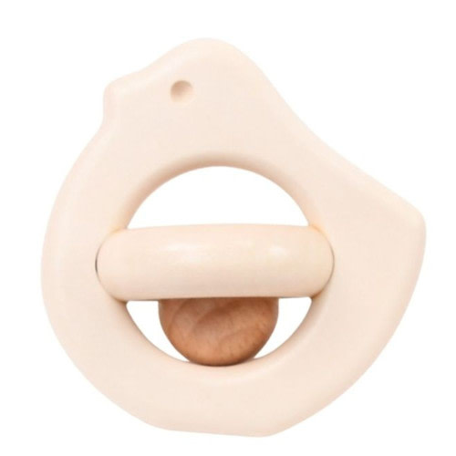 Wooden Bird Rattle - White