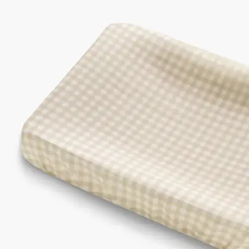 Picnic Gingham Changing Pad Cover - Beige