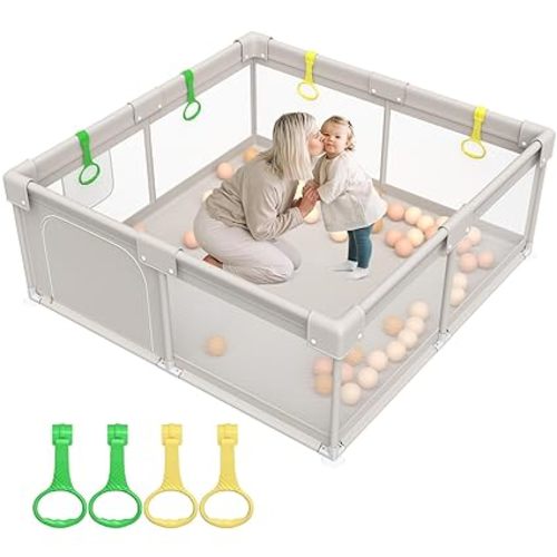 Baby Playpen, Big Play Pen for Babies(59x59x27inch), Kids Safe Play Center for Babies and Toddlers, Baby Fence Gives Mommy a Break