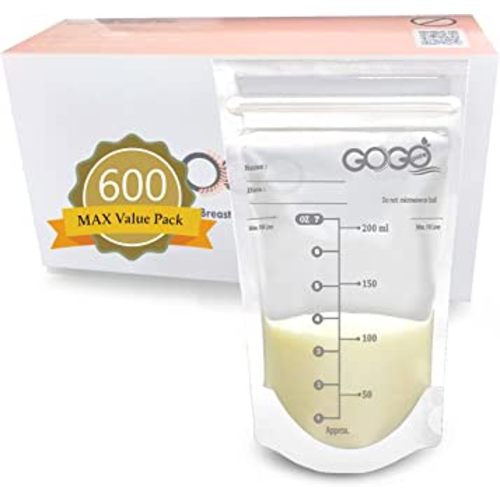 600 Count (10 Pack of 60 Bags) MAX Value Pack Breastmilk Storage Bags - 7 OZ, EACH PRE-STERILIZED By Gamma Ray, BPA Free, Leak Proof Double Zipper Seal, Self Standing (60 Count (Pack of 10))