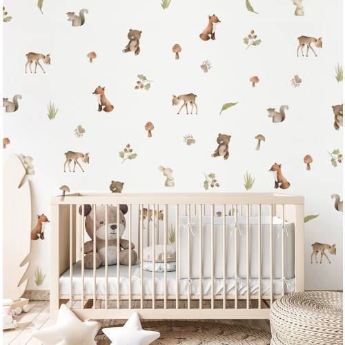 Forest Animals Wall Decals: Minimalist Kids Room Decor