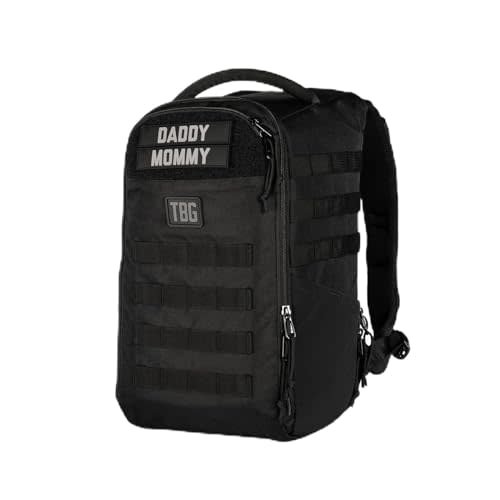 Tactical Baby Gear Daypack Mini Tactical Diaper Bag Backpack with Changing Mat – Compact Baby Bag for Dads & Moms (Black)