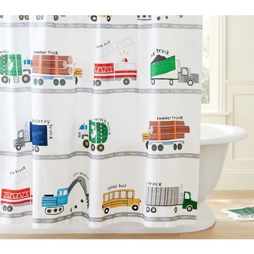 Busy Trucks Shower Curtain