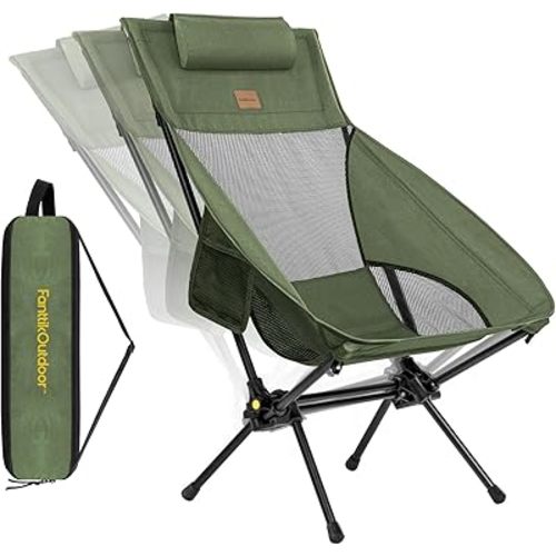 FanttikOutdoor Zeta L8 Max Camping Chair, Portable & Lightweight, Comfort-Driven Foldable Rocking Chair with Carry Bag for Camping, Hiking, Patio, Fishing, Support up to 250 lbs, Green