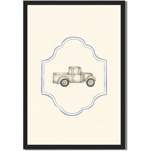 Framed Vintage Truck Poster Canvas Print Art Farmhouse Rustic Style Wall Art Painting Pictures Wall Decor Home Decor Living Room Bedroom Apartment (Black framed,12L X16W)
