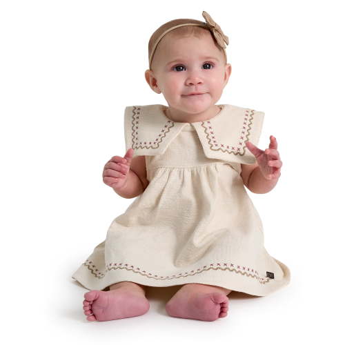 Modern Moments by Gerber Baby Girl Novelty Embroidered Collar Dress and Diaper Cover, 2-Piece, Sizes 0/3 Months - 24 Months