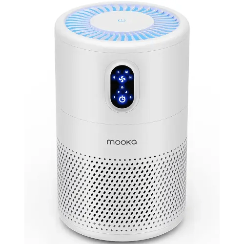 MOOKA Air Purifiers for Home Large Room up to 1076 ft², H13 True HEPA Air Filter Cleaner, Odor Eliminator, Remove Smoke Dust Pollen Pet Dander, Night Light(Available for California)
