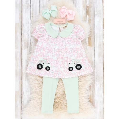 Tractor in the Meadow Embroidered Outfit